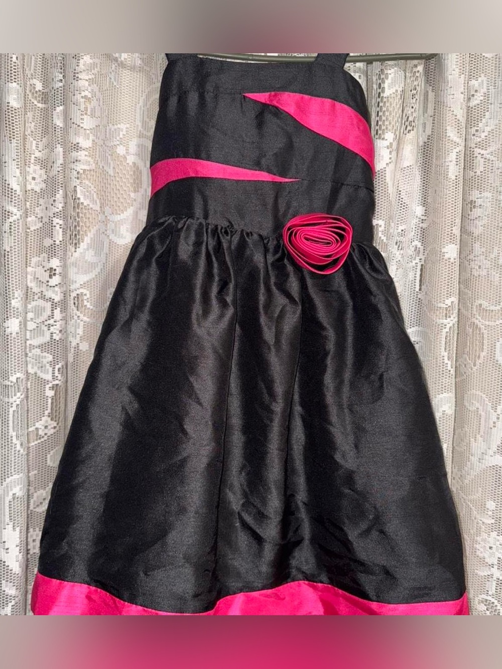 Samantha Says Girls 6X Black Fuchsia Pink Flower Girl Holiday Party Dress